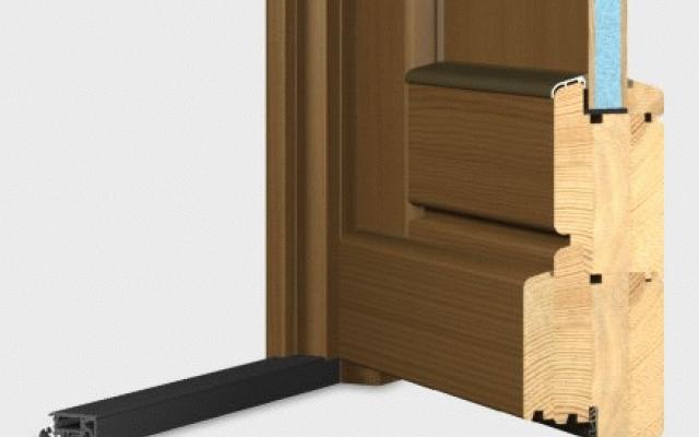Vchodové dvere Softline z borovice a meranti
