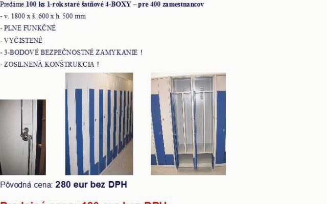 Prodej šatňových boxů pro 400 zaměstnanců